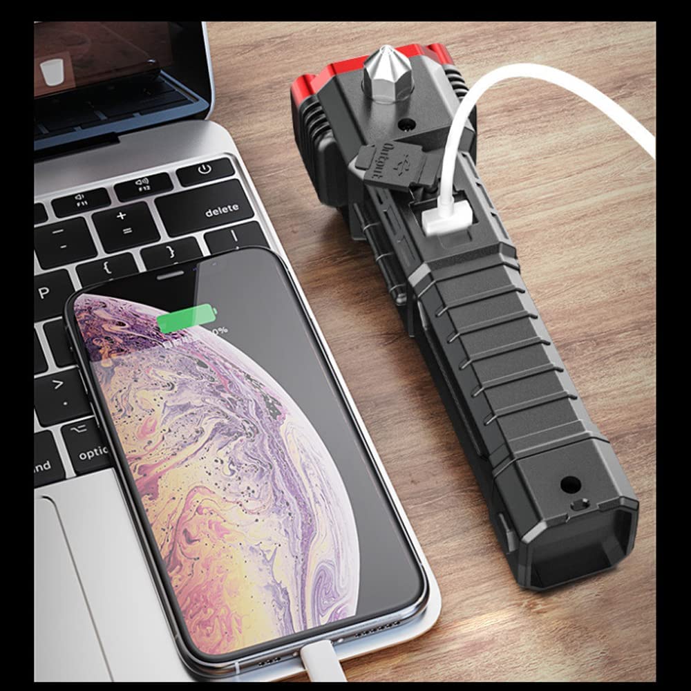 Rechargeable Torch Flashlight,Long Distance Beam Range Car Rescue Torch with Hammer Window Glass and Seat Belt Cutter Built in Mobile USB Fast Charger Power Bank Rechargeable Torch Flashlight,Long Distance Beam Range Car Rescue Torch with Hammer Window Glass and Seat Belt Cutter Built in Mobile USB Fast Charger Power Bank